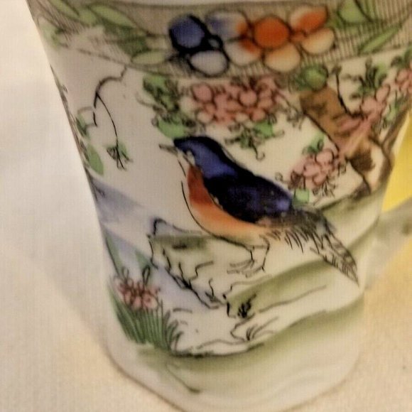 Small Demitasse  Ceramic  Tea Cup with Landscape and Bird - Picture 5 of 6